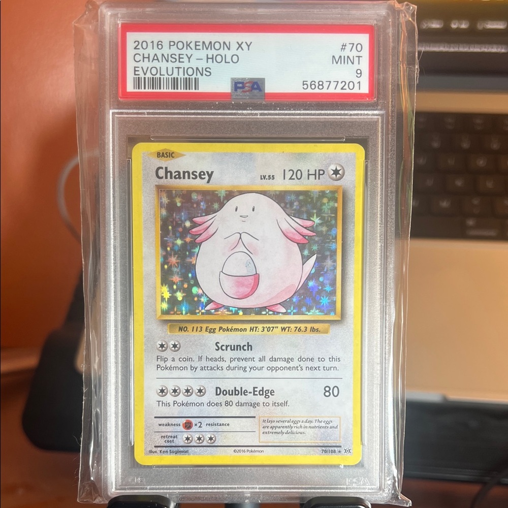Pokemon Chansey Holo Trading Card - Pink and Yellow